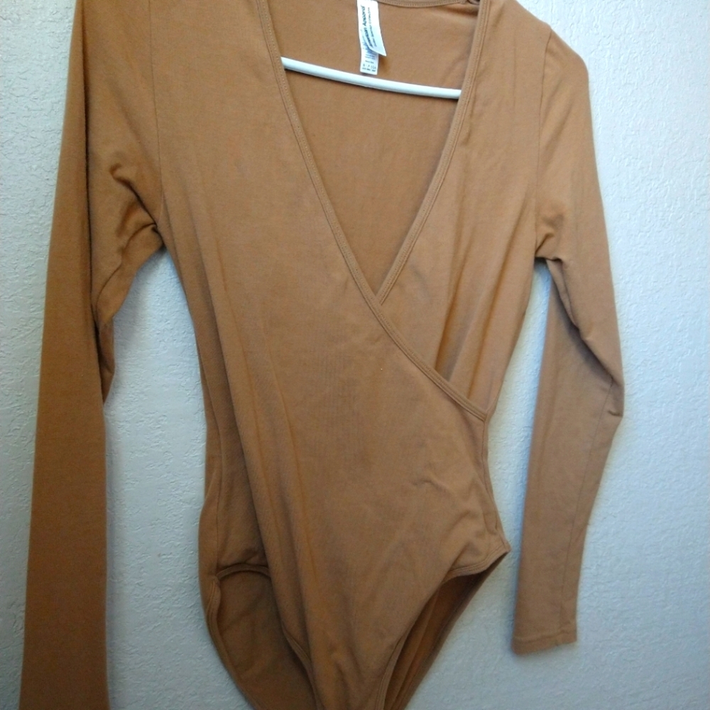 Neutral American Apparel v neck body suit
